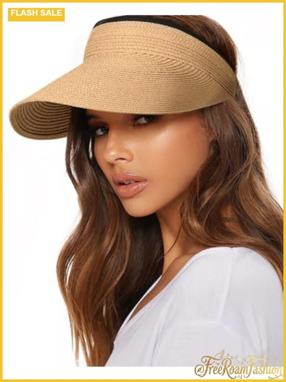 Straw Sun Visor Wide Brim UPF 80+ Packable Adjustable Beach Hat